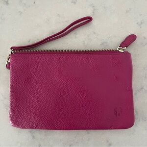 Pink Leather Wristlet Clutch Purse Wallet